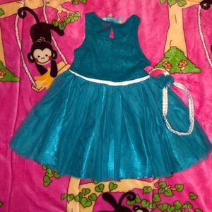 Lace overlay turquoise toddler party dress